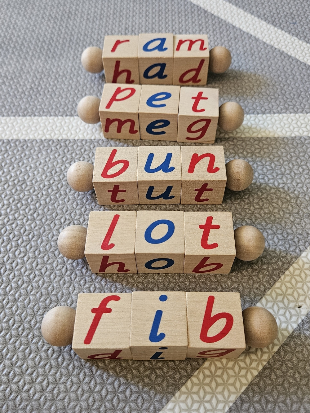 Wooden Letter Puzzle Blocks - Red and Blue Letters